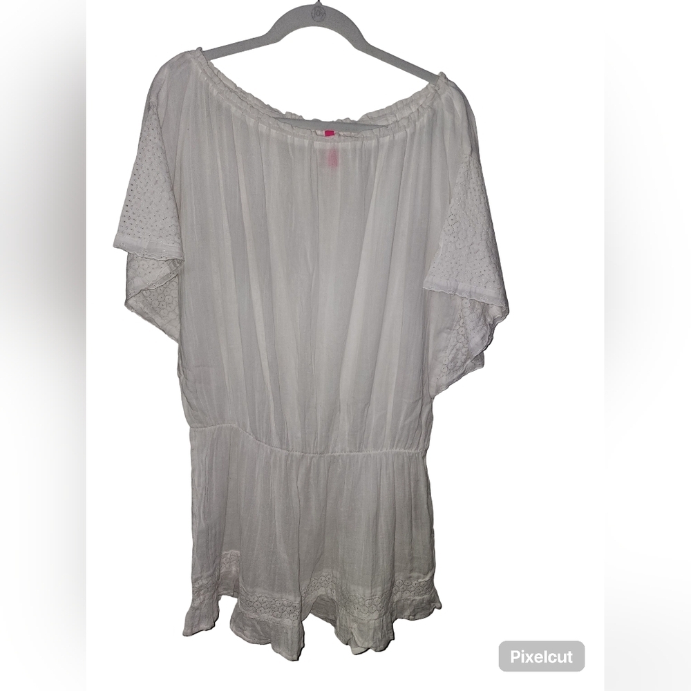 victoria’s secret | white lace flutter sleeve swim dress coverup, Women's Large​